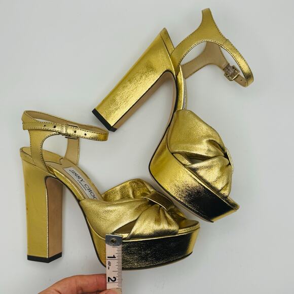 JIMMY CHOO Gold Metallic Nappa Leather Platform Sandals IT 35 ( US 5) - Picture 7 of 16